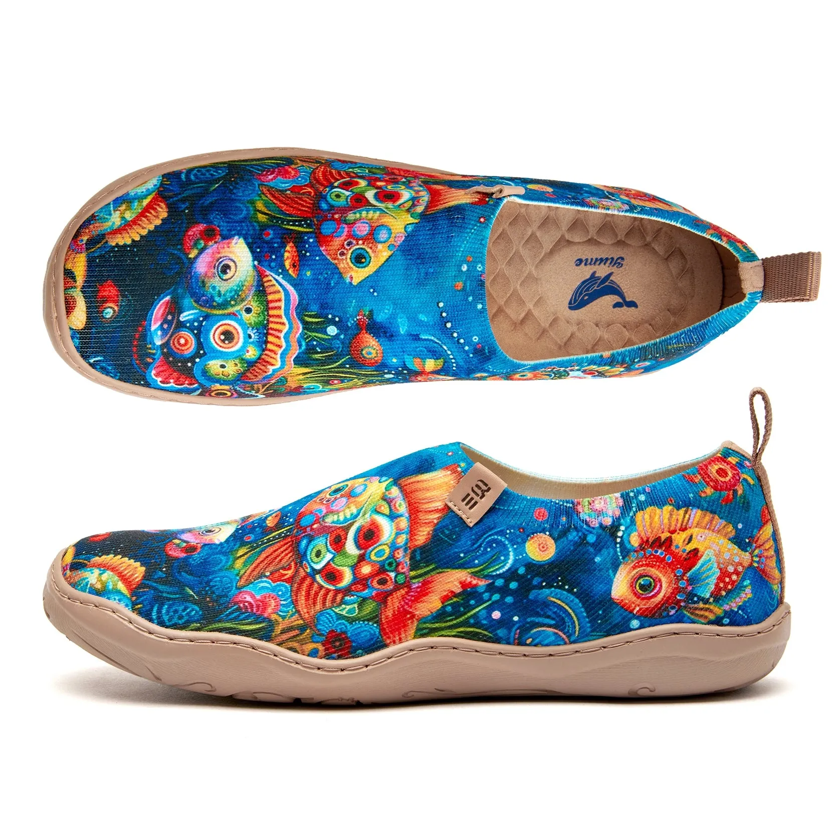 Women's Foldable Loafers, Underwater World Painted Canvas Slip-On Sneakers