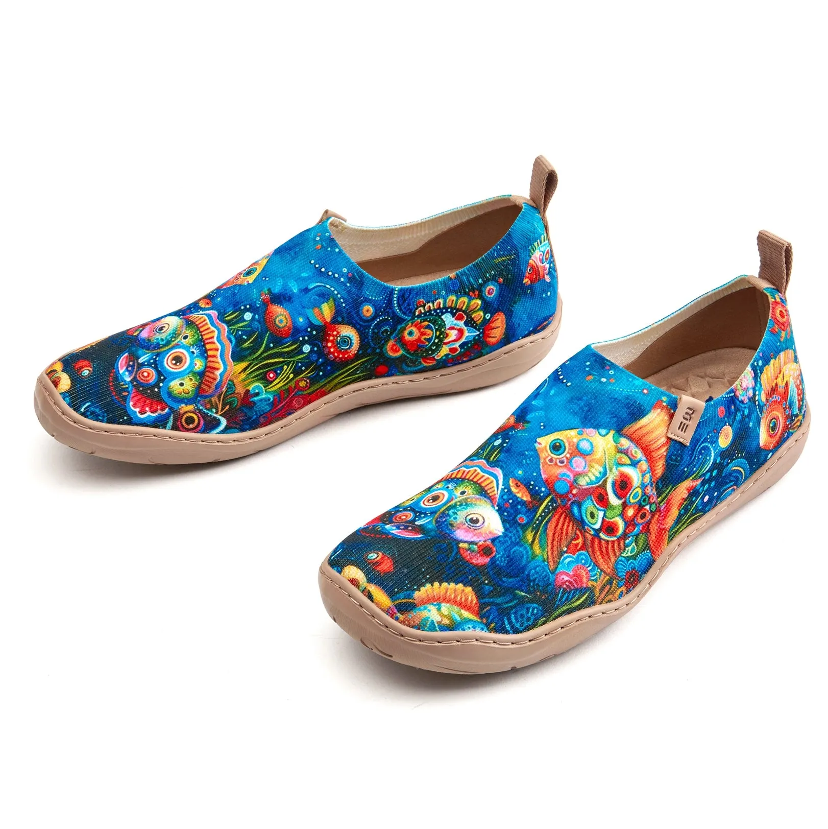 Women's Foldable Loafers, Underwater World Painted Canvas Slip-On Sneakers