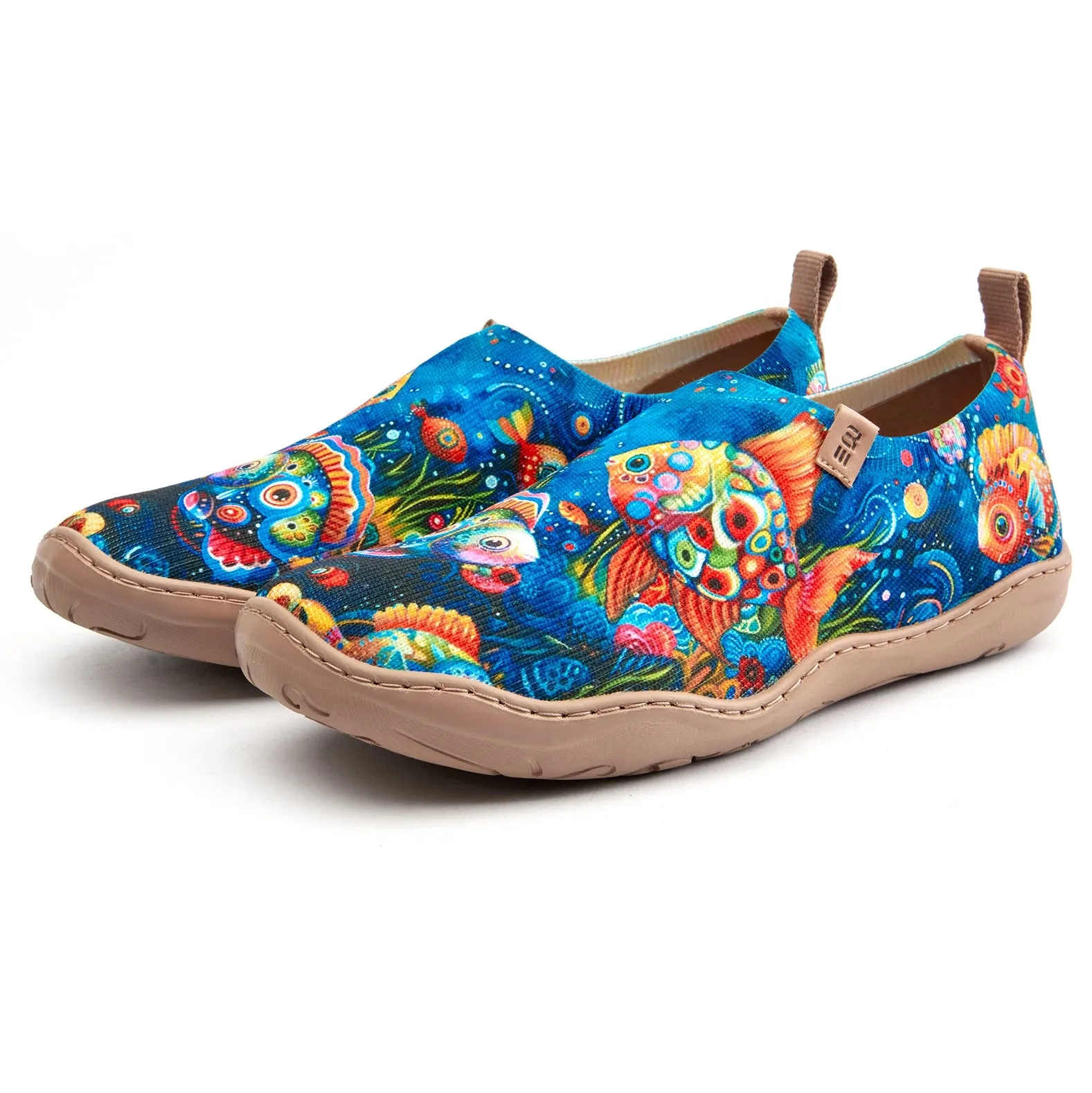 Women's Foldable Loafers, Underwater World Painted Canvas Slip-On Sneakers