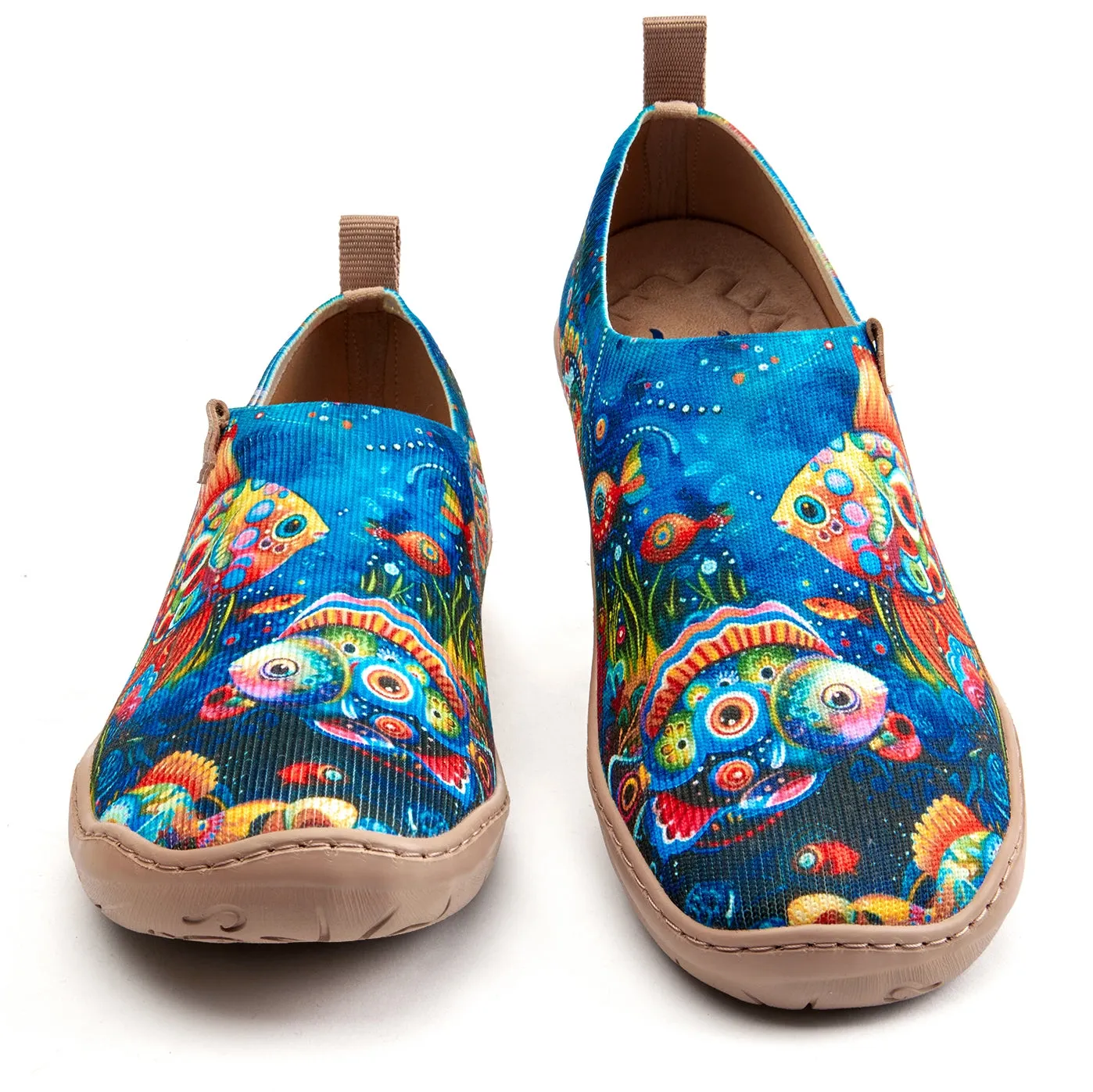 Women's Foldable Loafers, Underwater World Painted Canvas Slip-On Sneakers