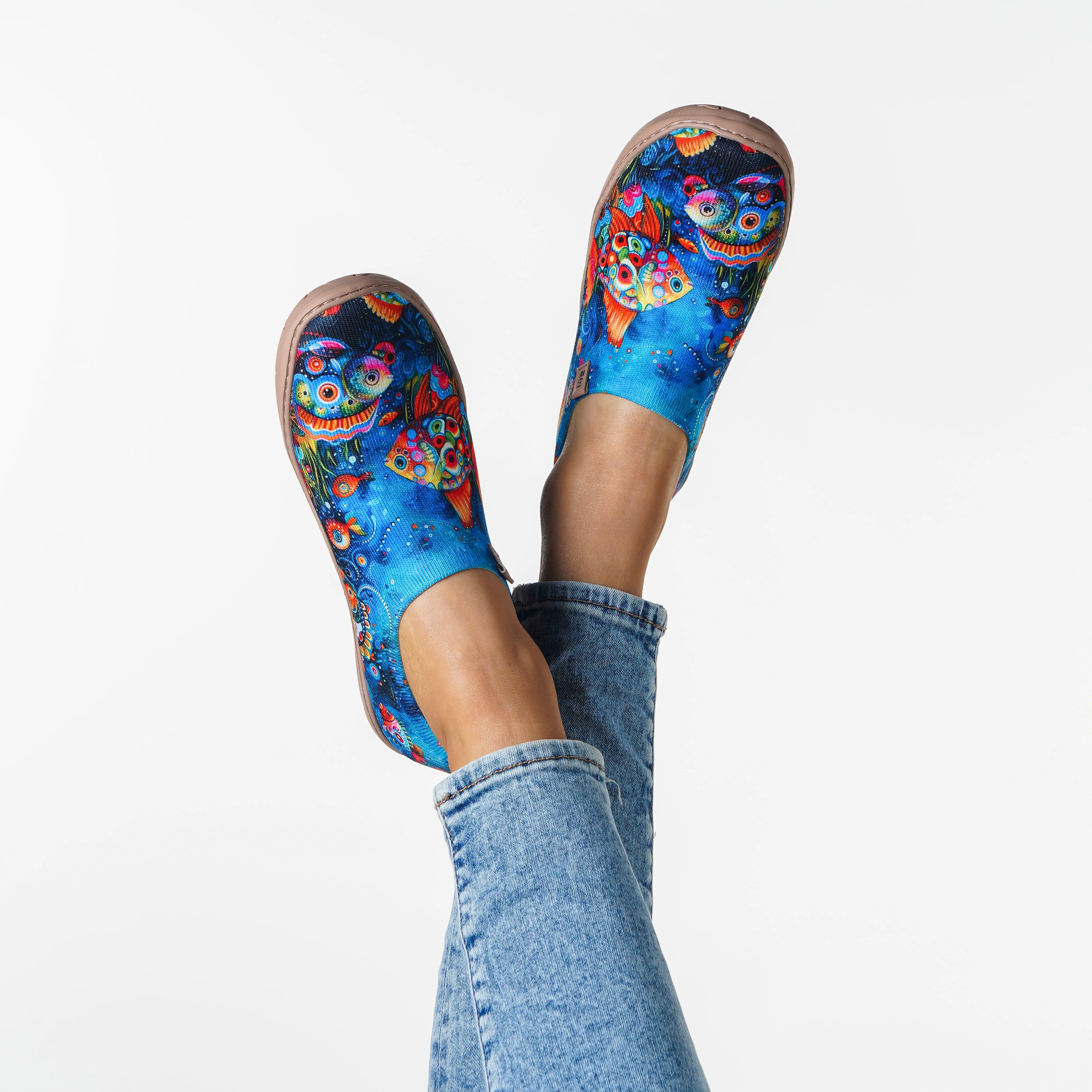 Women's Foldable Loafers, Underwater World Painted Canvas Slip-On Sneakers