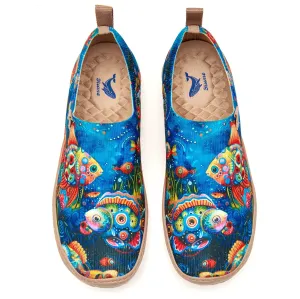 Women's Foldable Loafers, Underwater World Painted Canvas Slip-On Sneakers