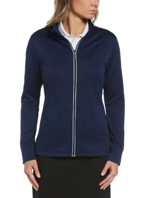 Womens Full Zip Waffle Fleece Jacket